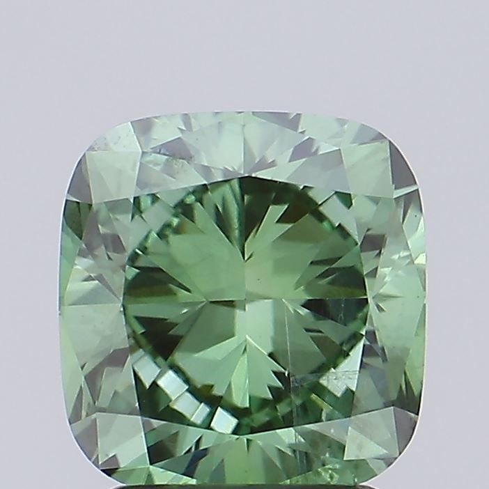 Loose Diamond - CUSHION MODIFIED 2.05ct Fancy Vivid Green SI2: Loose Diamond - CUSHION MODIFIED 2.05ct Fancy Vivid Green SI2 Source: This is a real non-mined Diamond that has been grown in a lab Shape: CUSHION MODIFIED Carats: 2.05 Color: Fancy Vivid Green Certif