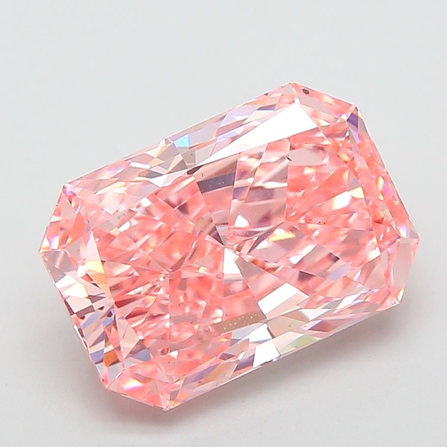 Loose Diamond - RADIANT 5.02ct Fancy Vivid Pink VS2: Loose Diamond - RADIANT 5.02ct Fancy Vivid Pink VS2 Source: This is a real non-mined Diamond that has been grown in a lab Shape: RADIANT Carats: 5.02 Color: Fancy Vivid Pink Certification: IGI Video: