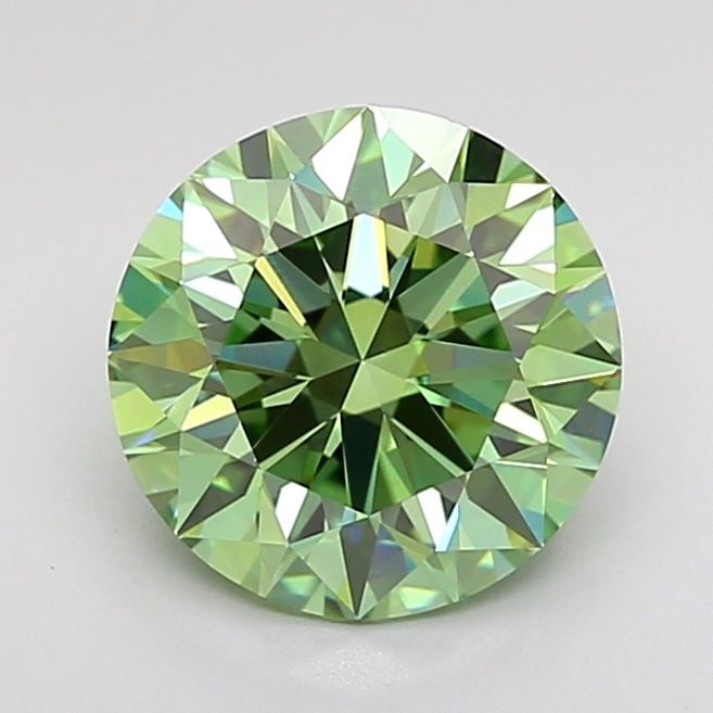 Ideal Loose Diamond - ROUND 1.85ct Fancy Vivid Green VVS1: Ideal Loose Diamond - ROUND 1.85ct Fancy Vivid Green VVS1 Source: This is a real non-mined Diamond that has been grown in a lab Shape: ROUND Carats: 1.85 Color: Fancy Vivid Green Certification: IGI Vi
