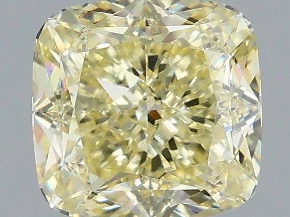 Loose Diamond - CUSHION MODIFIED 2.09ct Fancy Light Yellow VS1: Loose Diamond - CUSHION MODIFIED 2.09ct Fancy Light Yellow VS1 Source: This is a real non-mined Diamond that has been grown in a lab Shape: CUSHION MODIFIED Carats: 2.09 Color: Fancy Light Yellow Cert