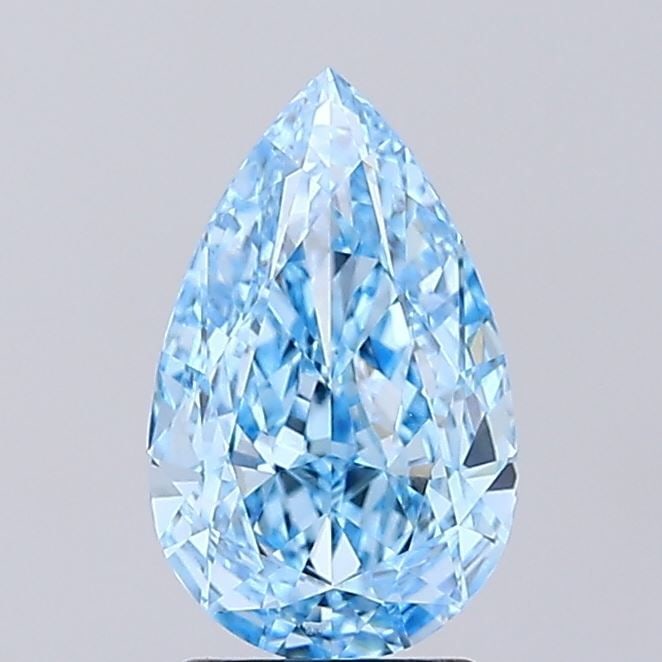 Loose Diamond - PEAR 2.51ct Fancy Vivid Blue VVS2: Loose Diamond - PEAR 2.51ct Fancy Vivid Blue VVS2 Source: This is a real non-mined Diamond that has been grown in a lab Shape: PEAR Carats: 2.51 Color: Fancy Vivid Blue Certification: IGI Video: