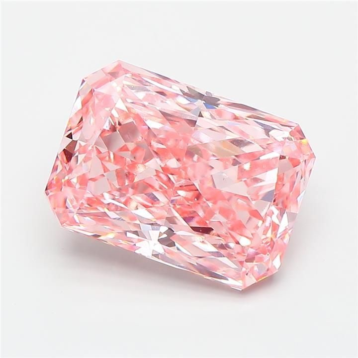 Loose Diamond - RADIANT 4.53ct Fancy Vivid Pink VS1: Loose Diamond - RADIANT 4.53ct Fancy Vivid Pink VS1 Source: This is a real non-mined Diamond that has been grown in a lab Shape: RADIANT Carats: 4.53 Color: Fancy Vivid Pink Certification: IGI Video: