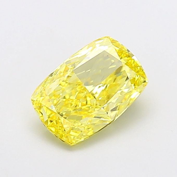 Loose Diamond - CUSHION MODIFIED 2.04ct Fancy Vivid Yellow VS1: Loose Diamond - CUSHION MODIFIED 2.04ct Fancy Vivid Yellow VS1 Source: This is a real non-mined Diamond that has been grown in a lab Shape: CUSHION MODIFIED Carats: 2.04 Color: Fancy Vivid Yellow Cert