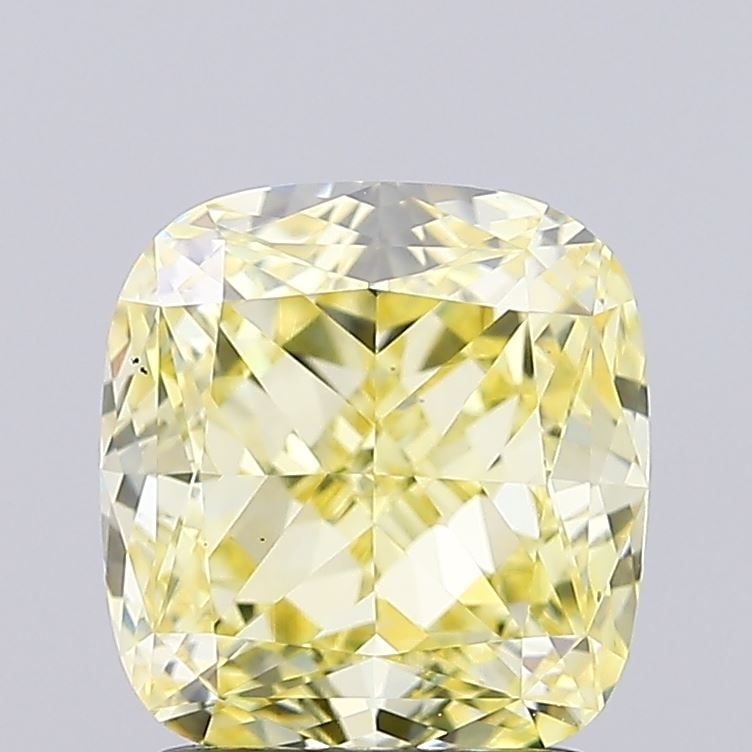 Loose Diamond - CUSHION MODIFIED 2.02ct Fancy Yellow VS1: Loose Diamond - CUSHION MODIFIED 2.02ct Fancy Yellow VS1 Source: This is a real non-mined Diamond that has been grown in a lab Shape: CUSHION MODIFIED Carats: 2.02 Color: Fancy Yellow Certification: I
