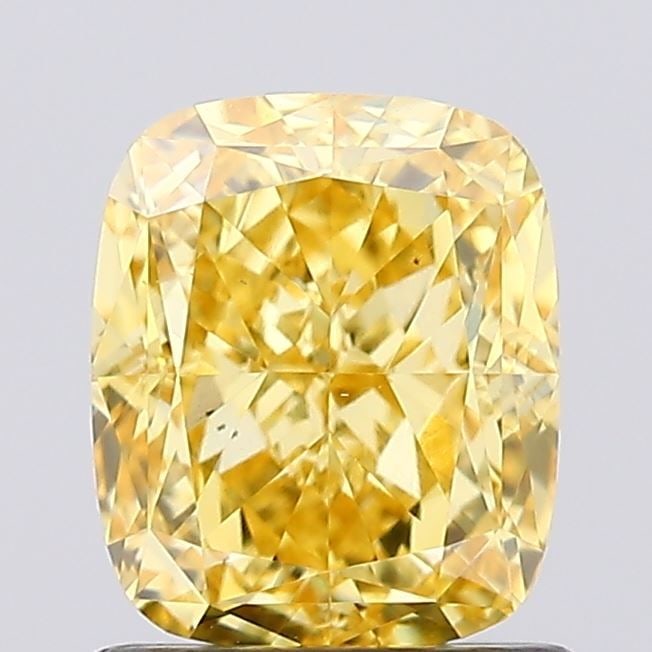 Loose Diamond - CUSHION MODIFIED 1.25ct Fancy Vivid Yellow VS1: Loose Diamond - CUSHION MODIFIED 1.25ct Fancy Vivid Yellow VS1 Source: This is a real non-mined Diamond that has been grown in a lab Shape: CUSHION MODIFIED Carats: 1.25 Color: Fancy Vivid Yellow Cert