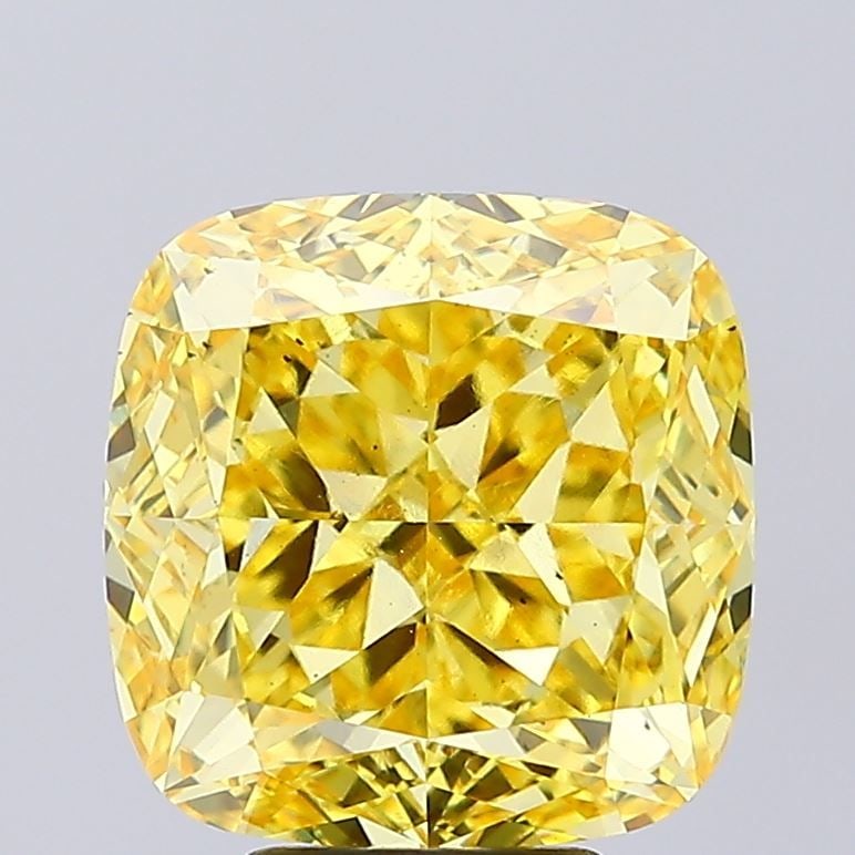 Loose Diamond - CUSHION BRILLIANT 6.13ct Fancy Vivid Yellow VS2: Loose Diamond - CUSHION BRILLIANT 6.13ct Fancy Vivid Yellow VS2 Source: This is a real non-mined Diamond that has been grown in a lab Shape: CUSHION BRILLIANT Carats: 6.13 Color: Fancy Vivid Yellow Ce