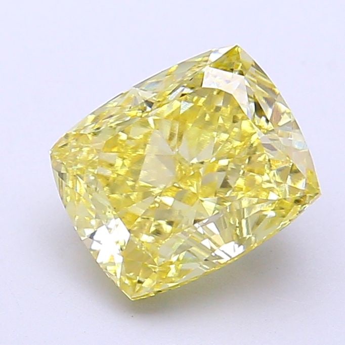 Loose Diamond - CUSHION 2.64ct Fancy Intense Yellow VS1: Loose Diamond - CUSHION 2.64ct Fancy Intense Yellow VS1 Source: This is a real non-mined Diamond that has been grown in a lab Shape: CUSHION Carats: 2.64 Color: Fancy Intense Yellow Certification: IGI