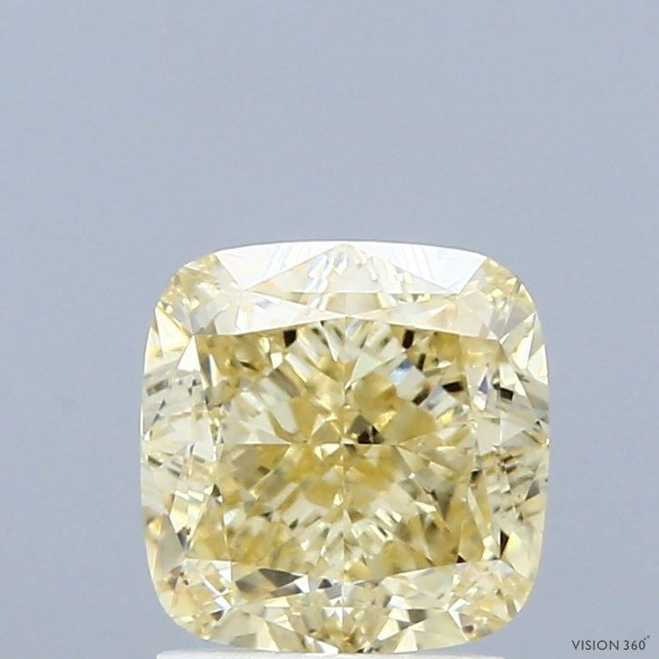 Loose Diamond - CUSHION MODIFIED 2.21ct Fancy Light Yellow VVS2: Loose Diamond - CUSHION MODIFIED 2.21ct Fancy Light Yellow VVS2 Source: This is a real non-mined Diamond that has been grown in a lab Shape: CUSHION MODIFIED Carats: 2.21 Color: Fancy Light Yellow Cer
