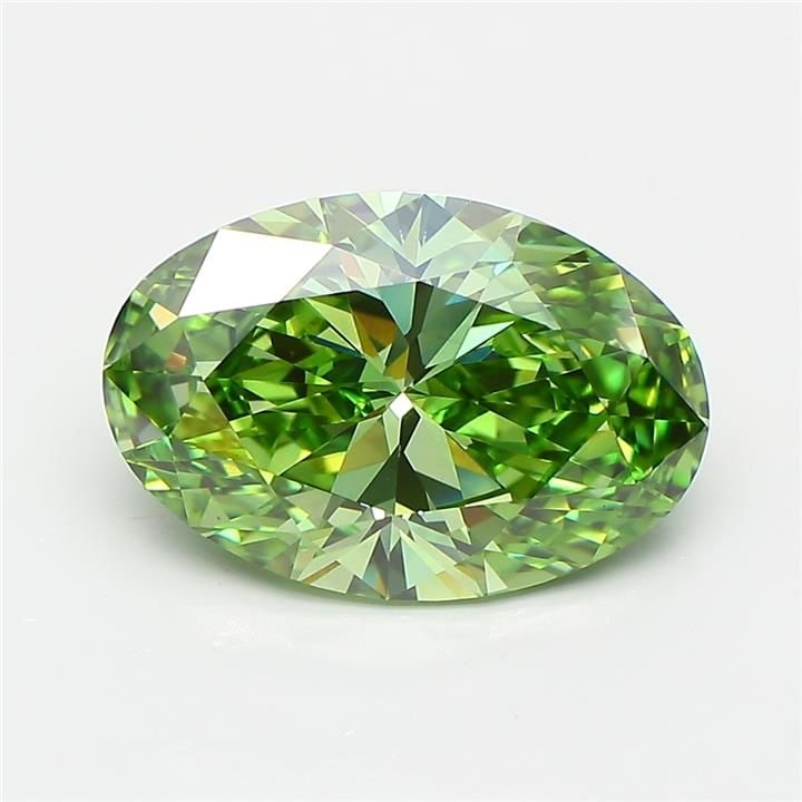 Loose Diamond - OVAL 3.53ct Fancy Vivid Green VVS2: Loose Diamond - OVAL 3.53ct Fancy Vivid Green VVS2 Source: This is a real non-mined Diamond that has been grown in a lab Shape: OVAL Carats: 3.53 Color: Fancy Vivid Green Certification: IGI Video: