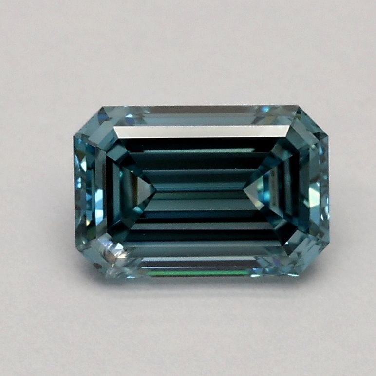 Loose Diamond - EMERALD 0.73ct Fancy Vivid Greenish Blue SI2: Loose Diamond - EMERALD 0.73ct Fancy Vivid Greenish Blue SI2 Source: This is a real non-mined Diamond that has been grown in a lab Shape: EMERALD Carats: 0.73 Color: Fancy Vivid Greenish Blue Certific