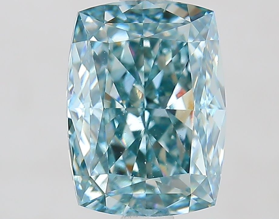 Loose Diamond - CUSHION MODIFIED 2.51ct Fancy Intense Blueish Green VS1: Loose Diamond - CUSHION MODIFIED 2.51ct Fancy Intense Blueish Green VS1 Source: This is a real non-mined Diamond that has been grown in a lab Shape: CUSHION MODIFIED Carats: 2.51 Color: Fancy Intense 