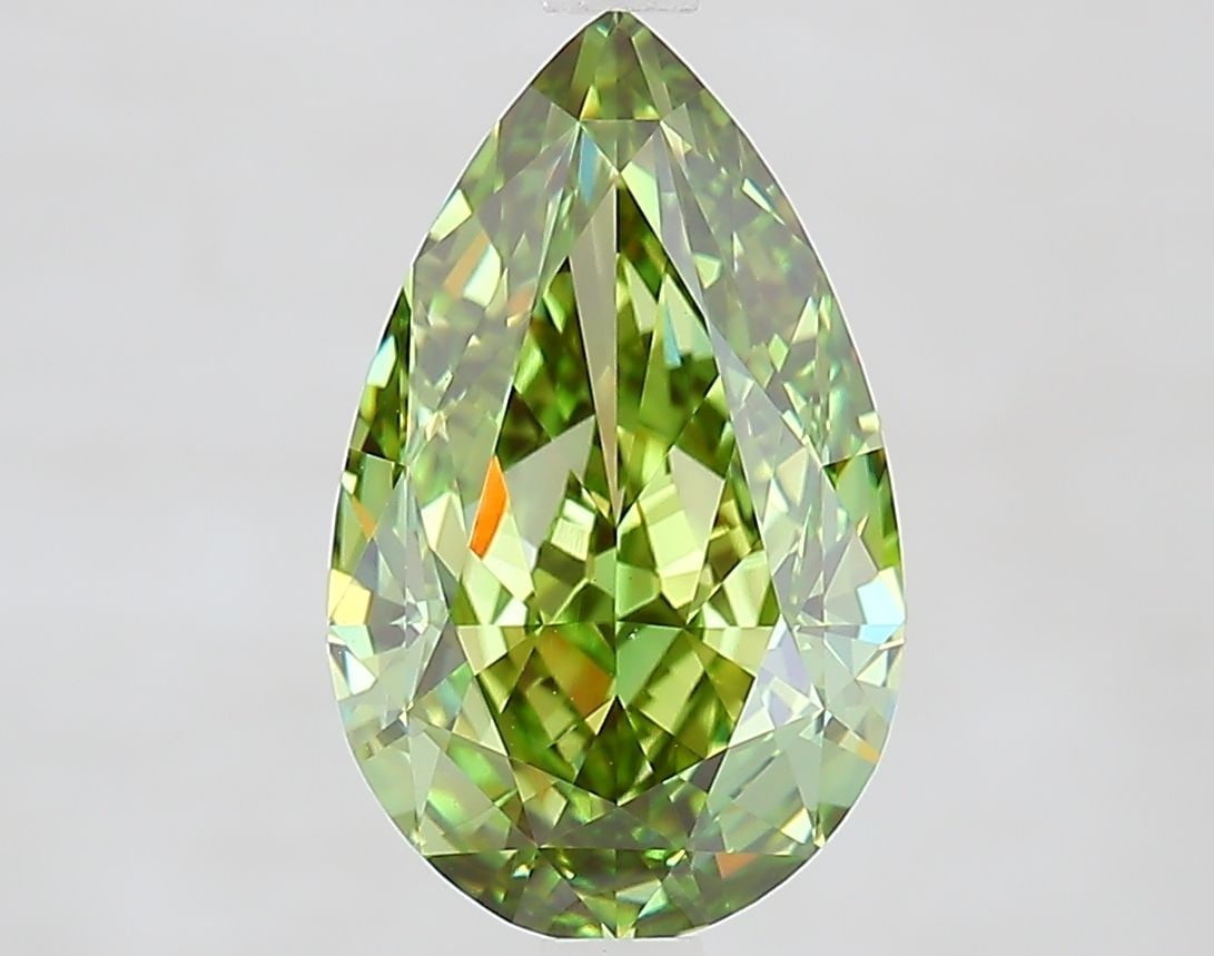 Loose Diamond - PEAR 3.56ct Fancy Vivid Green VVS2: Loose Diamond - PEAR 3.56ct Fancy Vivid Green VVS2 Source: This is a real non-mined Diamond that has been grown in a lab Shape: PEAR Carats: 3.56 Color: Fancy Vivid Green Certification: IGI Video: