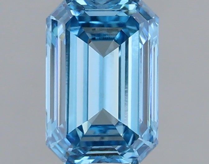 Loose Diamond - EMERALD 0.45ct Fancy Vivid Blue VS1: Loose Diamond - EMERALD 0.45ct Fancy Vivid Blue VS1 Source: This is a real non-mined Diamond that has been grown in a lab Shape: EMERALD Carats: 0.45 Color: Fancy Vivid Blue Certification: IGI Video: