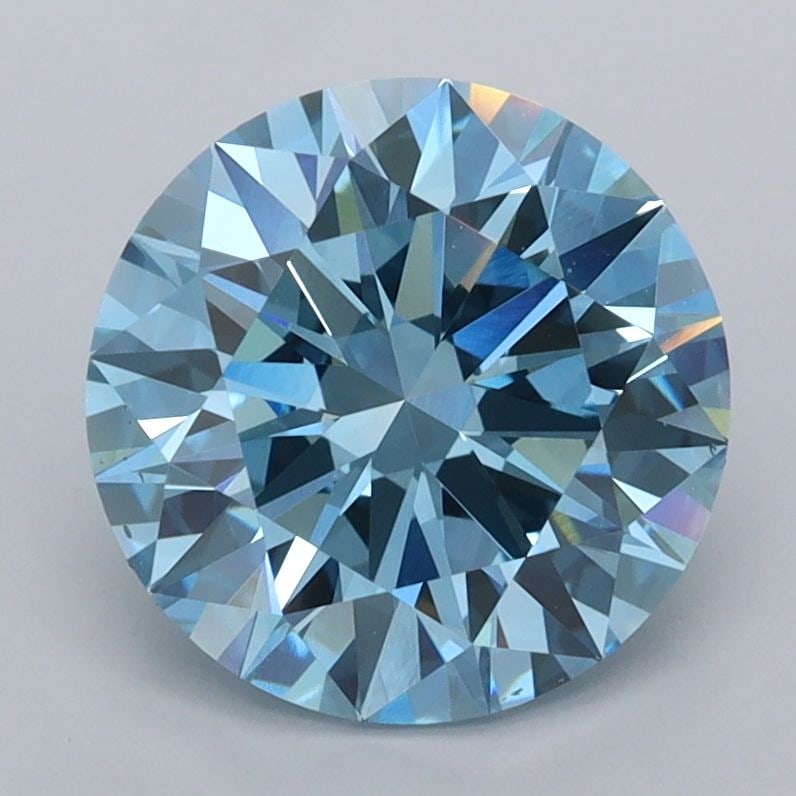Ideal Loose Diamond - ROUND 2.46ct Fancy Vivid Blue VVS2: Ideal Loose Diamond - ROUND 2.46ct Fancy Vivid Blue VVS2 Source: This is a real non-mined Diamond that has been grown in a lab Shape: ROUND Carats: 2.46 Color: Fancy Vivid Blue Certification: IGI Vide