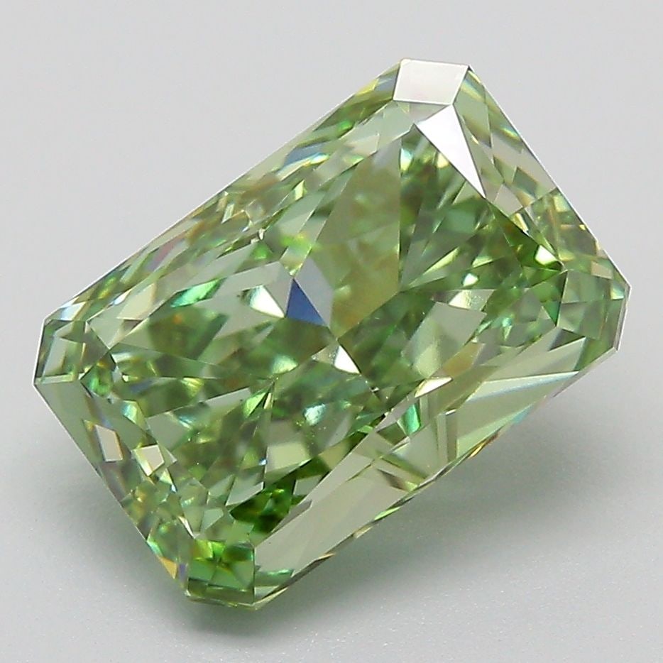 Loose Diamond - RADIANT 4.05ct Fancy Vivid Green VVS2: Loose Diamond - RADIANT 4.05ct Fancy Vivid Green VVS2 Source: This is a real non-mined Diamond that has been grown in a lab Shape: RADIANT Carats: 4.05 Color: Fancy Vivid Green Certification: IGI The 