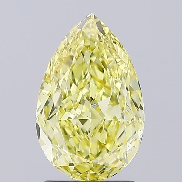 Loose Diamond - PEAR 2.32ct Fancy Vivid Yellow VS1: Loose Diamond - PEAR 2.32ct Fancy Vivid Yellow VS1 Source: This is a real non-mined Diamond that has been grown in a lab Shape: PEAR Carats: 2.32 Color: Fancy Vivid Yellow Certification: IGI Video: