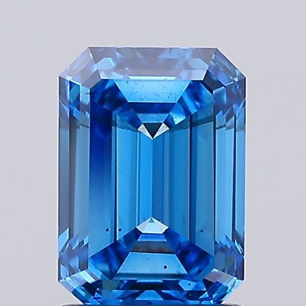Loose Diamond - EMERALD 1.53ct Fancy Vivid Blue SI1: Loose Diamond - EMERALD 1.53ct Fancy Vivid Blue SI1 Source: This is a real non-mined Diamond that has been grown in a lab Shape: EMERALD Carats: 1.53 Color: Fancy Vivid Blue Certification: IGI Video: