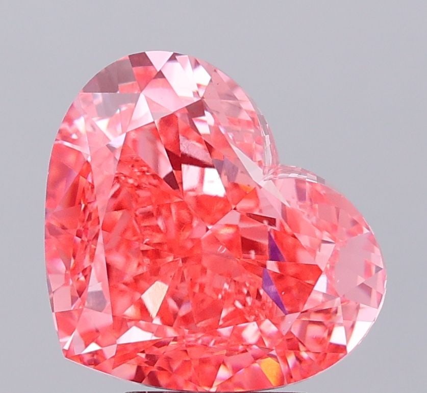 Loose Diamond - HEART 5.95ct Fancy Vivid Pink VS2: Loose Diamond - HEART 5.95ct Fancy Vivid Pink VS2 Source: This is a real non-mined Diamond that has been grown in a lab Shape: HEART Carats: 5.95 Color: Fancy Vivid Pink Certification: IGI Video: