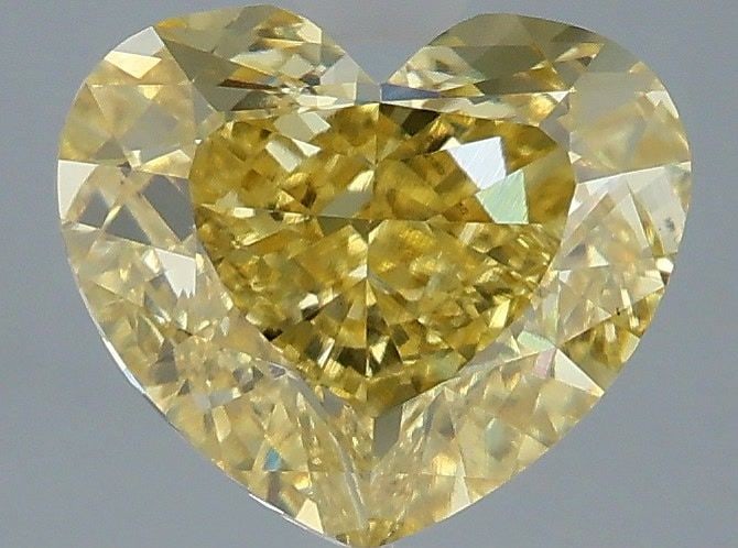Loose Diamond - HEART 2.54ct Fancy Intense Yellow VS1: Loose Diamond - HEART 2.54ct Fancy Intense Yellow VS1 Source: This is a real non-mined Diamond that has been grown in a lab Shape: HEART Carats: 2.54 Color: Fancy Intense Yellow Certification: IGI Vid