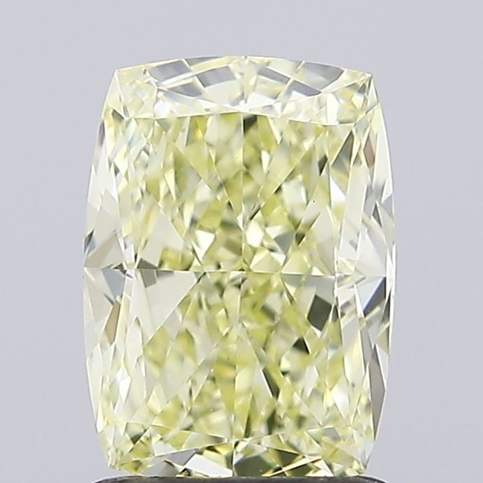 Loose Diamond - CUSHION MODIFIED 1.56ct Fancy Light Yellow VVS2: Loose Diamond - CUSHION MODIFIED 1.56ct Fancy Light Yellow VVS2 Source: This is a real non-mined Diamond that has been grown in a lab Shape: CUSHION MODIFIED Carats: 1.56 Color: Fancy Light Yellow Cer