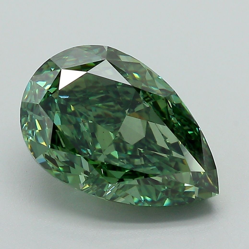 Loose Diamond - PEAR 4.49ct Fancy Vivid Green VS1: Loose Diamond - PEAR 4.49ct Fancy Vivid Green VS1 Source: This is a real non-mined Diamond that has been grown in a lab Shape: PEAR Carats: 4.49 Color: Fancy Vivid Green Certification: IGI Video: