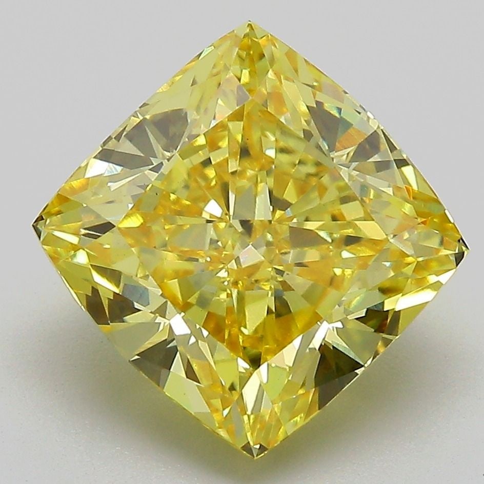 Loose Diamond - CUSHION MODIFIED 5.06ct Fancy Intense Yellow VS1: Loose Diamond - CUSHION MODIFIED 5.06ct Fancy Intense Yellow VS1 Source: This is a real non-mined Diamond that has been grown in a lab Shape: CUSHION MODIFIED Carats: 5.06 Color: Fancy Intense Yellow 