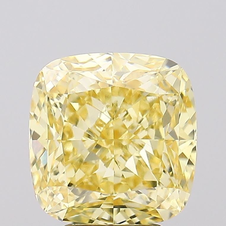 Loose Diamond - CUSHION MODIFIED 5.13ct Fancy Intense Yellow VS1: Loose Diamond - CUSHION MODIFIED 5.13ct Fancy Intense Yellow VS1 Source: This is a real non-mined Diamond that has been grown in a lab Shape: CUSHION MODIFIED Carats: 5.13 Color: Fancy Intense Yellow 