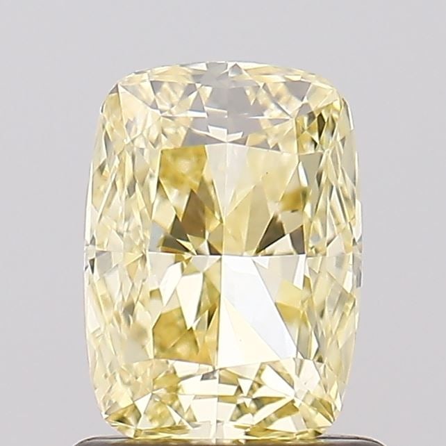 Loose Diamond - CUSHION MODIFIED 1.03ct Fancy Light Yellow VVS2: Loose Diamond - CUSHION MODIFIED 1.03ct Fancy Light Yellow VVS2 Source: This is a real non-mined Diamond that has been grown in a lab Shape: CUSHION MODIFIED Carats: 1.03 Color: Fancy Light Yellow Cer