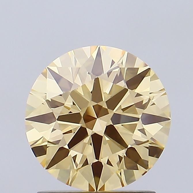 Ideal Loose Diamond - ROUND 1.49ct Fancy Intense Brownish Yellow VVS2: Ideal Loose Diamond - ROUND 1.49ct Fancy Intense Brownish Yellow VVS2 Source: This is a real non-mined Diamond that has been grown in a lab Shape: ROUND Carats: 1.49 Color: Fancy Intense Brownish Yell