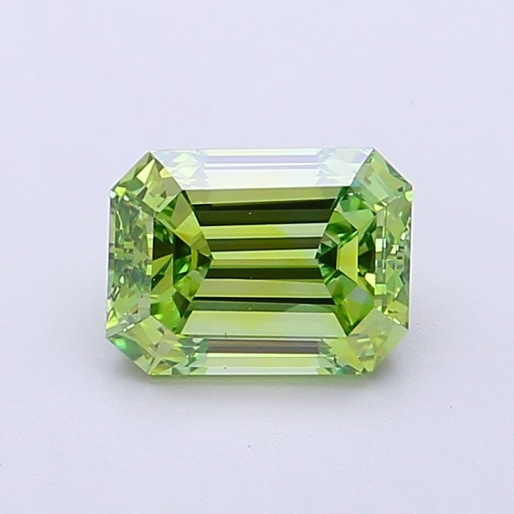 Loose Diamond - EMERALD 1.51ct Fancy Vivid Green VS1: Loose Diamond - EMERALD 1.51ct Fancy Vivid Green VS1 Source: This is a real non-mined Diamond that has been grown in a lab Shape: EMERALD Carats: 1.51 Color: Fancy Vivid Green Certification: IGI Video