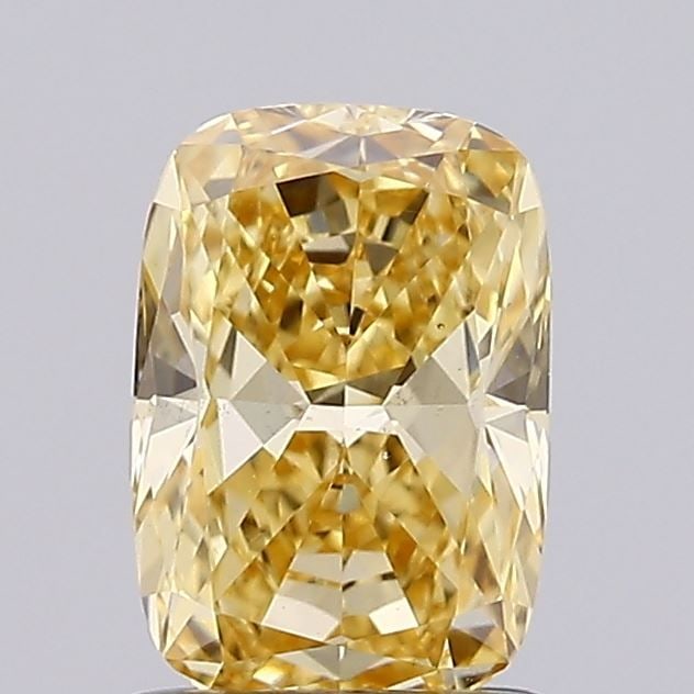 Loose Diamond - CUSHION MODIFIED 1.03ct Fancy Yellow VS1: Loose Diamond - CUSHION MODIFIED 1.03ct Fancy Yellow VS1 Source: This is a real non-mined Diamond that has been grown in a lab Shape: CUSHION MODIFIED Carats: 1.03 Color: Fancy Yellow Certification: I