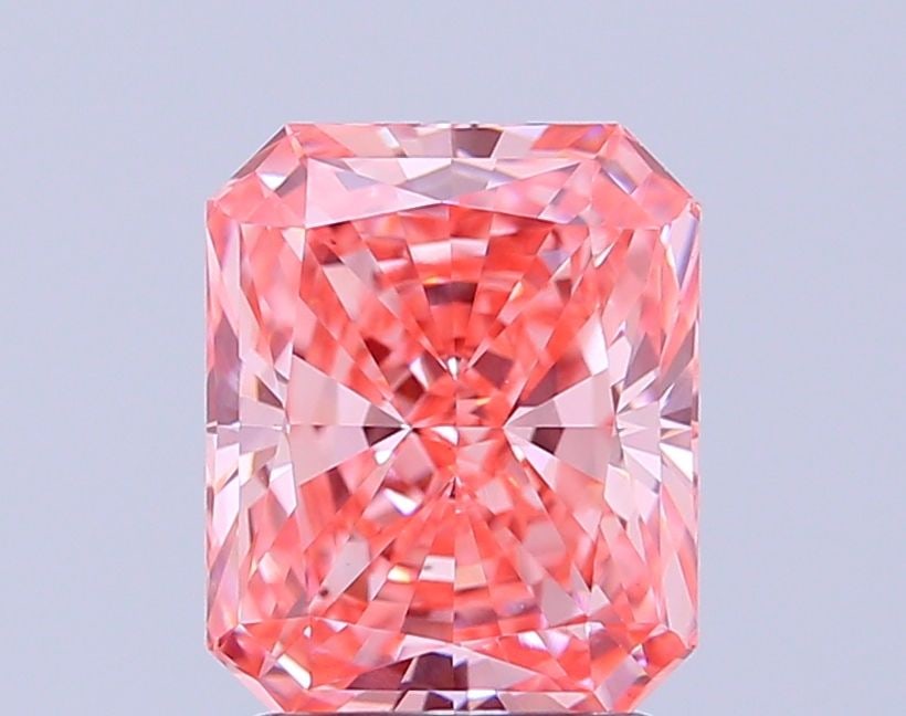 Loose Diamond - RADIANT 2.12ct Fancy Vivid Pink VS1: Loose Diamond - RADIANT 2.12ct Fancy Vivid Pink VS1 Source: This is a real non-mined Diamond that has been grown in a lab Shape: RADIANT Carats: 2.12 Color: Fancy Vivid Pink Certification: IGI Video: