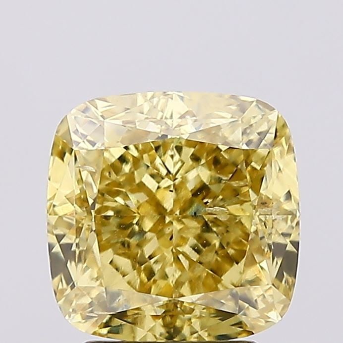 Loose Diamond - CUSHION MODIFIED 3.1ct Fancy Vivid Yellow SI2: Loose Diamond - CUSHION MODIFIED 3.1ct Fancy Vivid Yellow SI2 Source: This is a real non-mined Diamond that has been grown in a lab Shape: CUSHION MODIFIED Carats: 3.1 Color: Fancy Vivid Yellow Certif