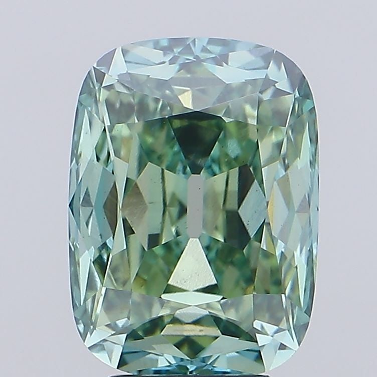 Loose Diamond - CUSHION 6.03ct Fancy Vivid Green VS1: Loose Diamond - CUSHION 6.03ct Fancy Vivid Green VS1 Source: This is a real non-mined Diamond that has been grown in a lab Shape: CUSHION Carats: 6.03 Color: Fancy Vivid Green Certification: IGI Video