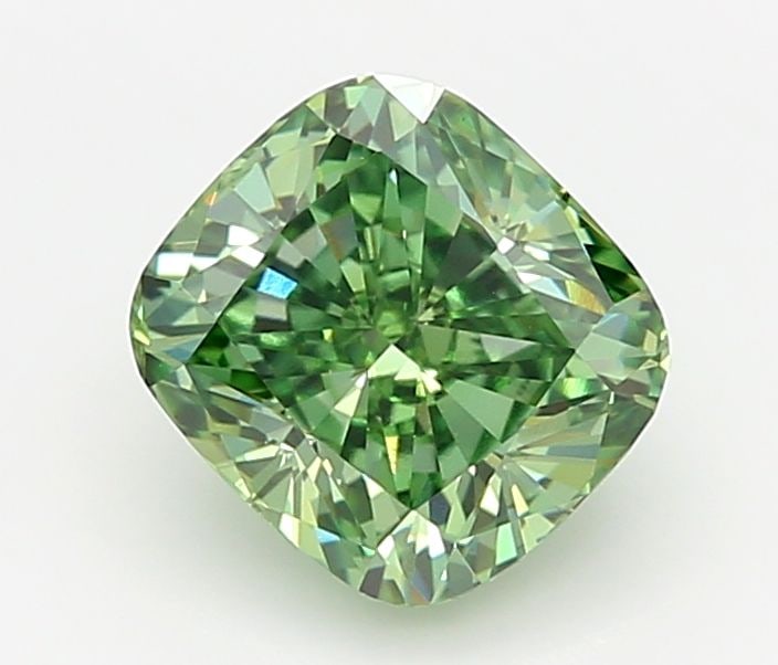 Loose Diamond - CUSHION MODIFIED 1.05ct Fancy Vivid Green VVS2: Loose Diamond - CUSHION MODIFIED 1.05ct Fancy Vivid Green VVS2 Source: This is a real non-mined Diamond that has been grown in a lab Shape: CUSHION MODIFIED Carats: 1.05 Color: Fancy Vivid Green Certi