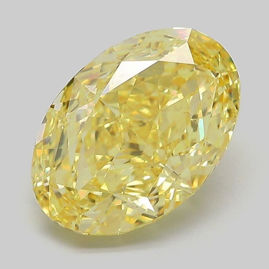 Loose Diamond - OVAL 4.02ct Fancy Vivid Yellow VVS2: Loose Diamond - OVAL 4.02ct Fancy Vivid Yellow VVS2 Source: This is a real non-mined Diamond that has been grown in a lab Shape: OVAL Carats: 4.02 Color: Fancy Vivid Yellow Certification: IGI Video: