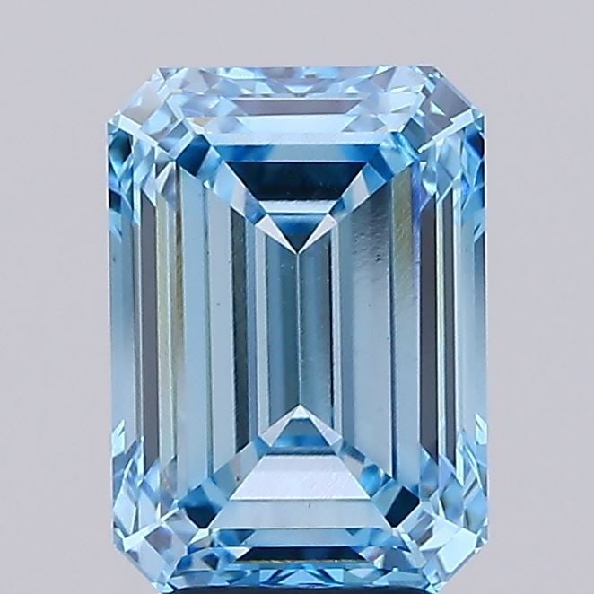 Loose Diamond - EMERALD 4.08ct Fancy Vivid Blue VS1: Loose Diamond - EMERALD 4.08ct Fancy Vivid Blue VS1 Source: This is a real non-mined Diamond that has been grown in a lab Shape: EMERALD Carats: 4.08 Color: Fancy Vivid Blue Certification: IGI Video: