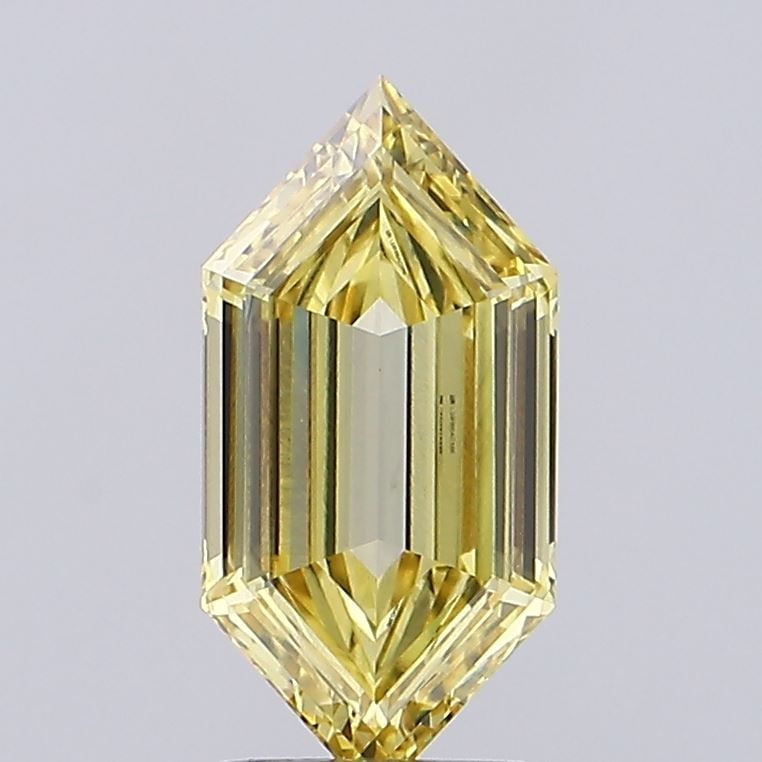 Loose Diamond - HEXAGONAL 2.14ct Fancy Yellow VVS2: Loose Diamond - HEXAGONAL 2.14ct Fancy Yellow VVS2 Source: This is a real non-mined Diamond that has been grown in a lab Shape: HEXAGONAL Carats: 2.14 Color: Fancy Yellow Certification: IGI Video:
