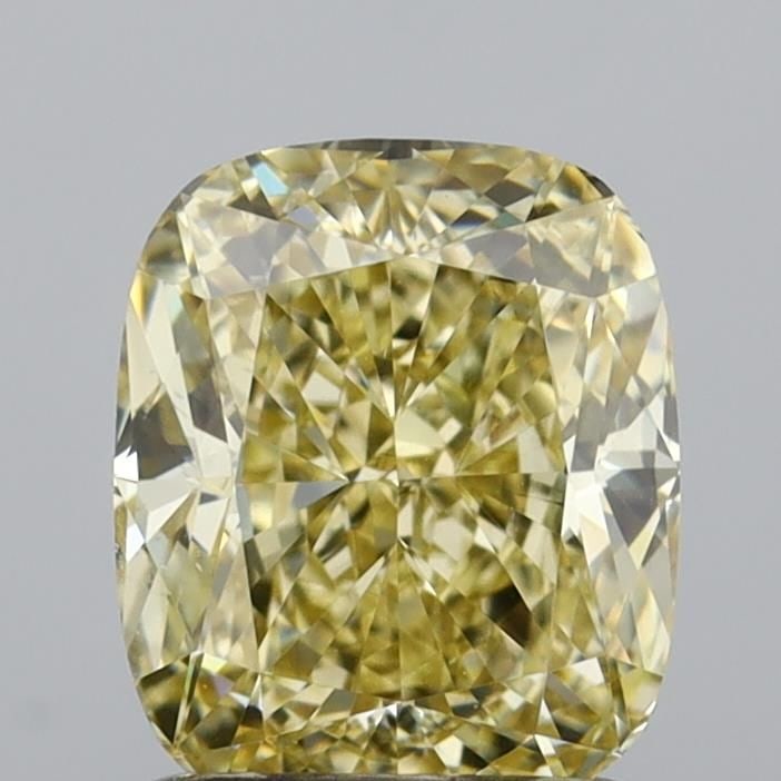 Loose Diamond - CUSHION MODIFIED 1.41ct Fancy Light Yellow VS1: Loose Diamond - CUSHION MODIFIED 1.41ct Fancy Light Yellow VS1 Source: This is a real non-mined Diamond that has been grown in a lab Shape: CUSHION MODIFIED Carats: 1.41 Color: Fancy Light Yellow Cert