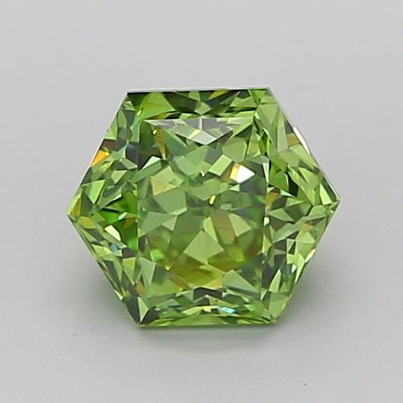 Loose Diamond - HEXAGONAL 1.03ct Fancy Vivid Green VVS2: Loose Diamond - HEXAGONAL 1.03ct Fancy Vivid Green VVS2 Source: This is a real non-mined Diamond that has been grown in a lab Shape: HEXAGONAL Carats: 1.03 Color: Fancy Vivid Green Certification: IGI 