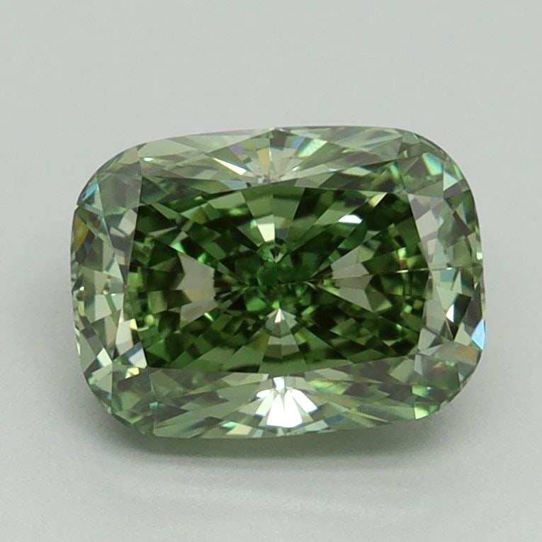 Loose Diamond - CUSHION BRILLIANT 1.58ct Fancy Vivid Green VVS2: Loose Diamond - CUSHION BRILLIANT 1.58ct Fancy Vivid Green VVS2 Source: This is a real non-mined Diamond that has been grown in a lab Shape: CUSHION BRILLIANT Carats: 1.58 Color: Fancy Vivid Green Cer