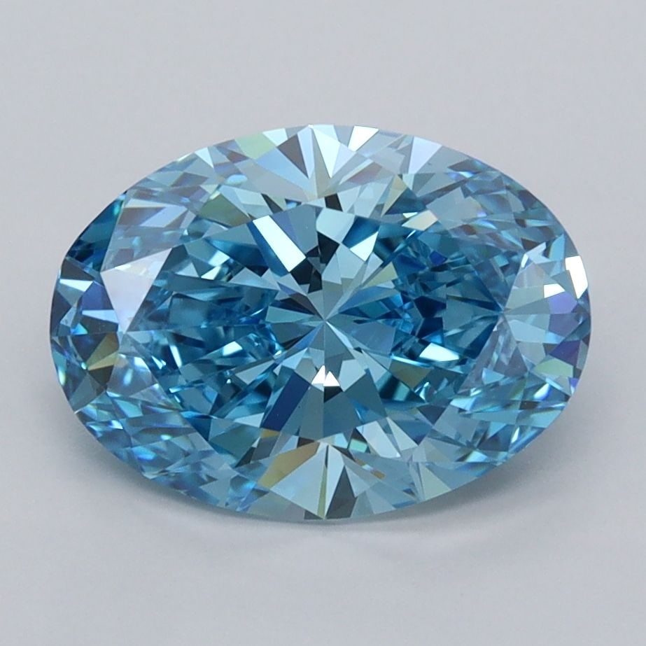 Loose Diamond - OVAL 2.57ct Fancy Vivid Blue VVS2: Loose Diamond - OVAL 2.57ct Fancy Vivid Blue VVS2 Source: This is a real non-mined Diamond that has been grown in a lab Shape: OVAL Carats: 2.57 Color: Fancy Vivid Blue Certification: IGI Video: