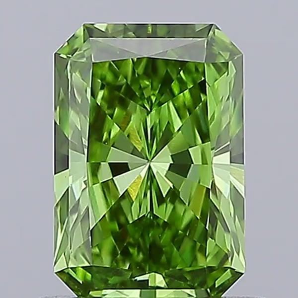 Loose Diamond - RADIANT 1.03ct Fancy Vivid Green VS2: Loose Diamond - RADIANT 1.03ct Fancy Vivid Green VS2 Source: This is a real non-mined Diamond that has been grown in a lab Shape: RADIANT Carats: 1.03 Color: Fancy Vivid Green Certification: IGI Video
