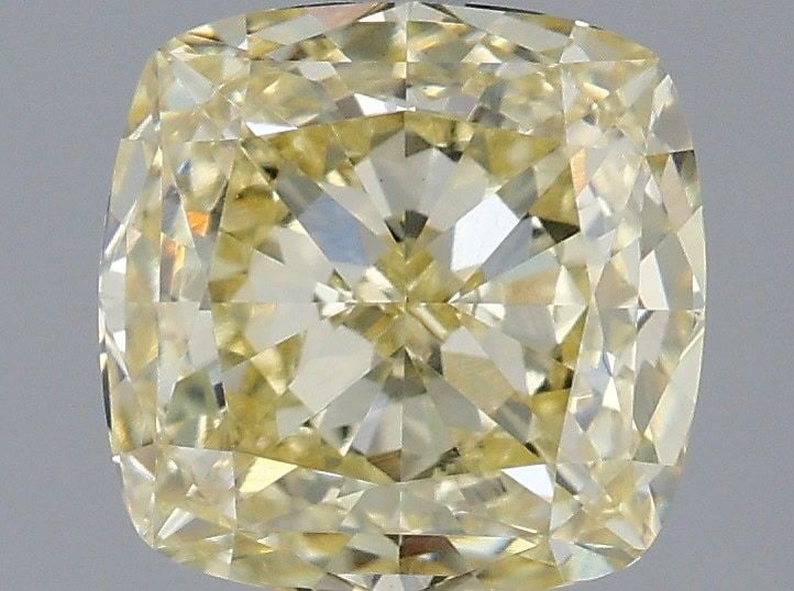 Loose Diamond - CUSHION MODIFIED 1.53ct Fancy Light Yellow VS1: Loose Diamond - CUSHION MODIFIED 1.53ct Fancy Light Yellow VS1 Source: This is a real non-mined Diamond that has been grown in a lab Shape: CUSHION MODIFIED Carats: 1.53 Color: Fancy Light Yellow Cert