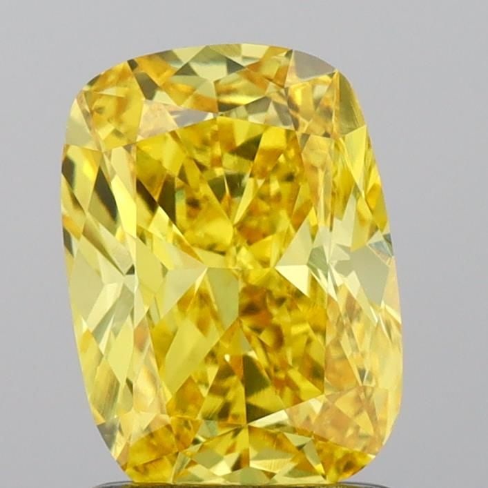 Loose Diamond - CUSHION BRILLIANT 1.18ct Fancy Vivid Yellow VS2: Loose Diamond - CUSHION BRILLIANT 1.18ct Fancy Vivid Yellow VS2 Source: This is a real non-mined Diamond that has been grown in a lab Shape: CUSHION BRILLIANT Carats: 1.18 Color: Fancy Vivid Yellow Ce