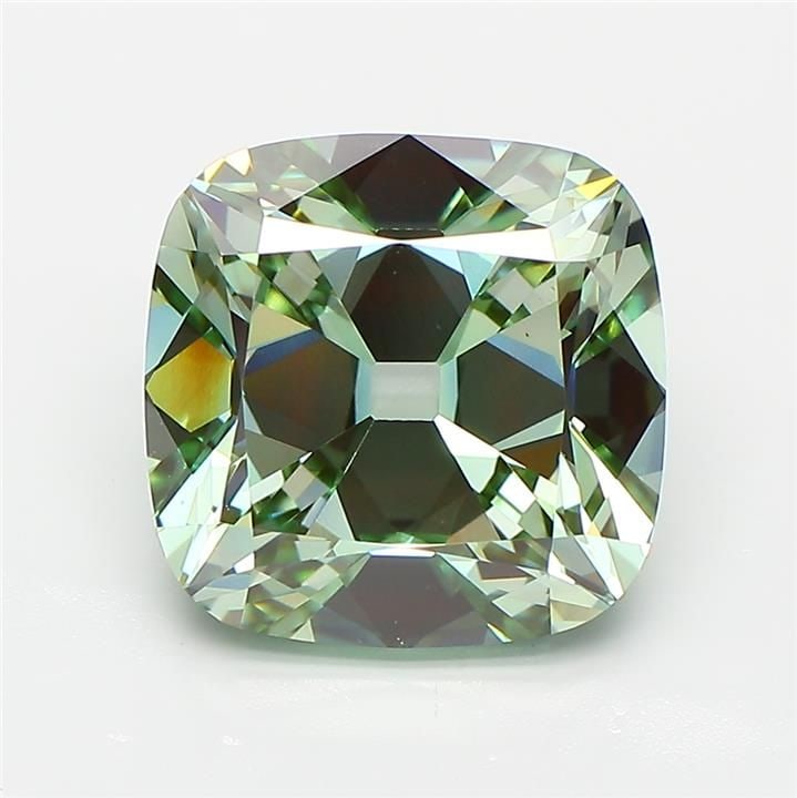 Loose Diamond - CUSHION MODIFIED 5.02ct Fancy Vivid Green VS1: Loose Diamond - CUSHION MODIFIED 5.02ct Fancy Vivid Green VS1 Source: This is a real non-mined Diamond that has been grown in a lab Shape: CUSHION MODIFIED Carats: 5.02 Color: Fancy Vivid Green Certif