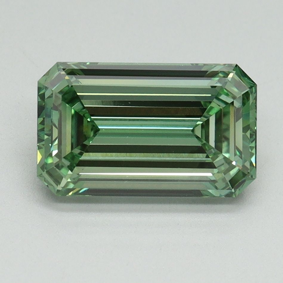 Loose Diamond - EMERALD 2.25ct Fancy Vivid Green VS1: Loose Diamond - EMERALD 2.25ct Fancy Vivid Green VS1 Source: This is a real non-mined Diamond that has been grown in a lab Shape: EMERALD Carats: 2.25 Color: Fancy Vivid Green Certification: IGI Video