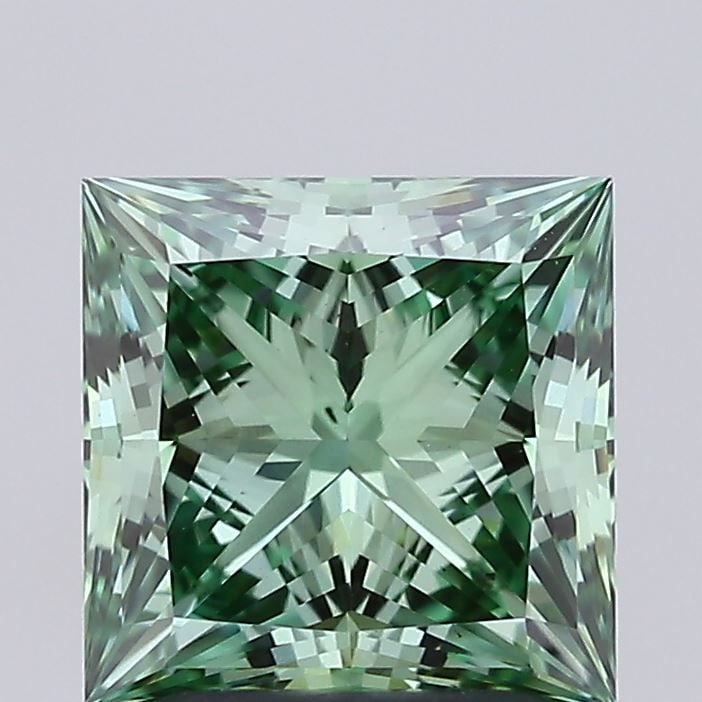 Loose Diamond - PRINCESS 2.01ct Fancy Vivid Green VS1: Loose Diamond - PRINCESS 2.01ct Fancy Vivid Green VS1 Source: This is a real non-mined Diamond that has been grown in a lab Shape: PRINCESS Carats: 2.01 Color: Fancy Vivid Green Certification: IGI Vid