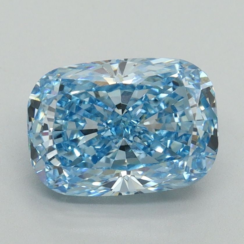 Loose Diamond - CUSHION BRILLIANT 2.08ct Fancy Vivid Blue VS1: Loose Diamond - CUSHION BRILLIANT 2.08ct Fancy Vivid Blue VS1 Source: This is a real non-mined Diamond that has been grown in a lab Shape: CUSHION BRILLIANT Carats: 2.08 Color: Fancy Vivid Blue Certif