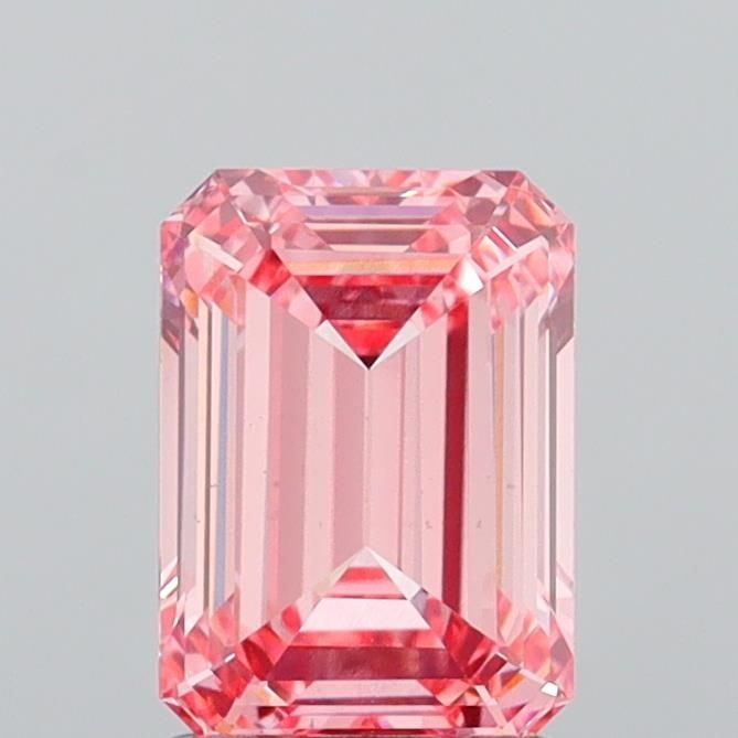 Loose Diamond - EMERALD 2.11ct Fancy Vivid Pink VS1: Loose Diamond - EMERALD 2.11ct Fancy Vivid Pink VS1 Source: This is a real non-mined Diamond that has been grown in a lab Shape: EMERALD Carats: 2.11 Color: Fancy Vivid Pink Certification: IGI Video: